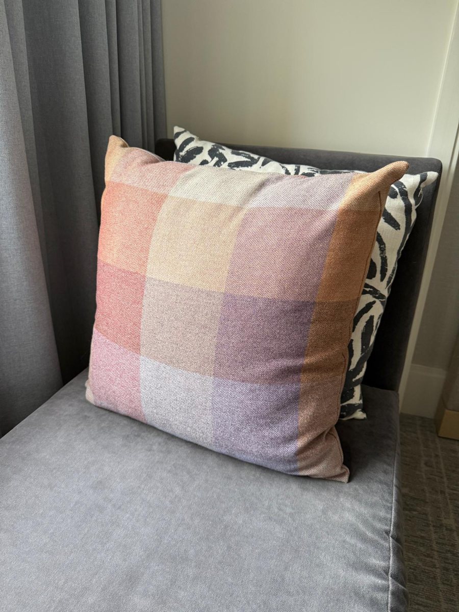 Custom wool plaid pillow